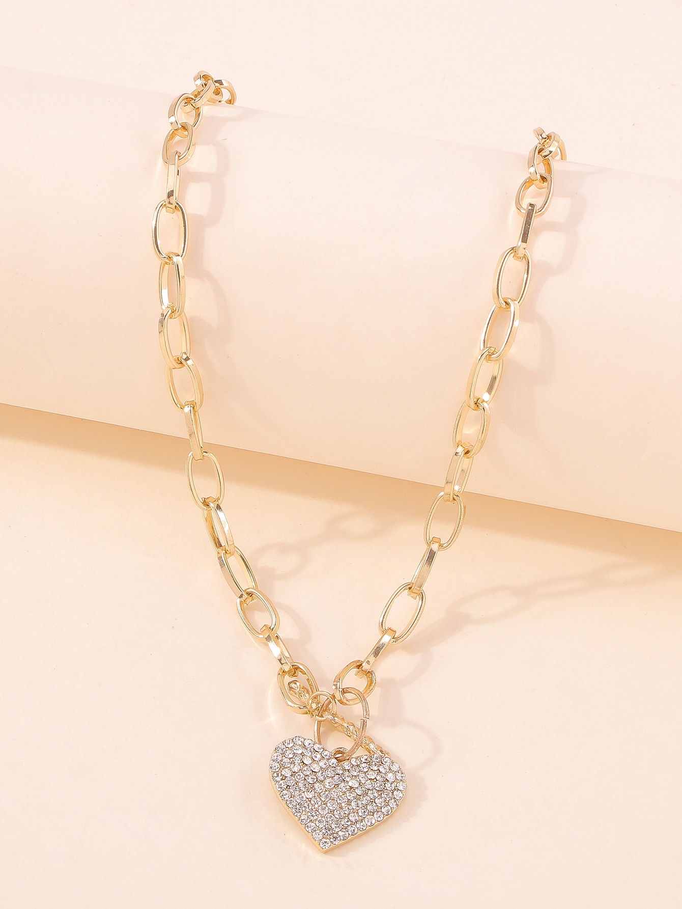 Rhinestone Heart Charm Necklace