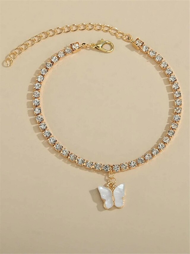 Ankle Bracelet Stylish Simple Elegant Women's Body Jewelry For Party Evening Gift Retro Alloy Heart White 1pcs