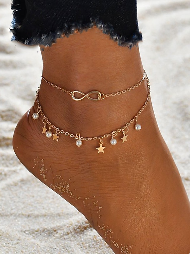 Ankle Bracelet Stylish Simple Women's Body Jewelry For Daily Beach Classic Alloy Star Gold 1pcs